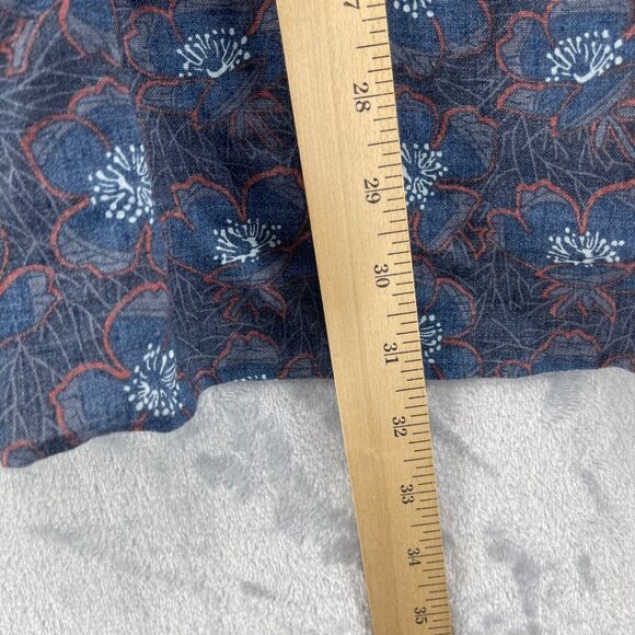 Joseph Abboud Shirt Mens Large Blue Hibiscus Floral Linen Blend Short Sleeve - Picture 9 of 13